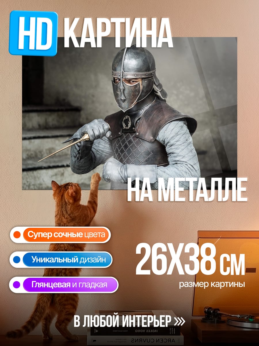 Картина на металле Воин в шлеме