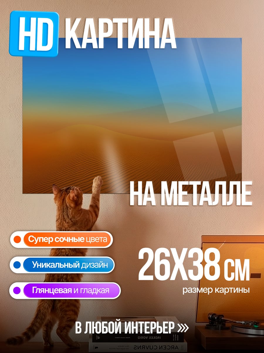 Картина на металле пустынные дюны закат