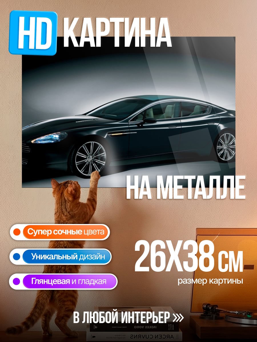 Картина на металле Черный спортивный автомобиль