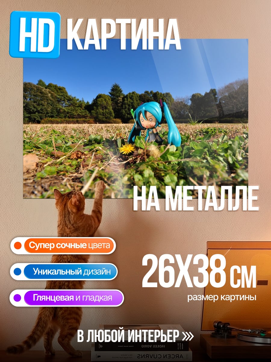 Картина на металле Аниме фигурка в поле