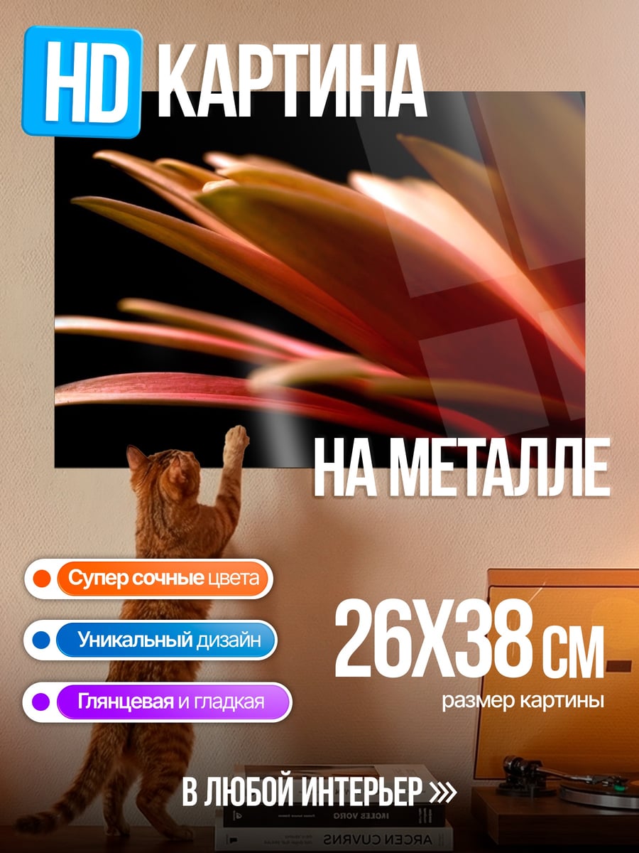 Картина на металле Оранжевый цветок