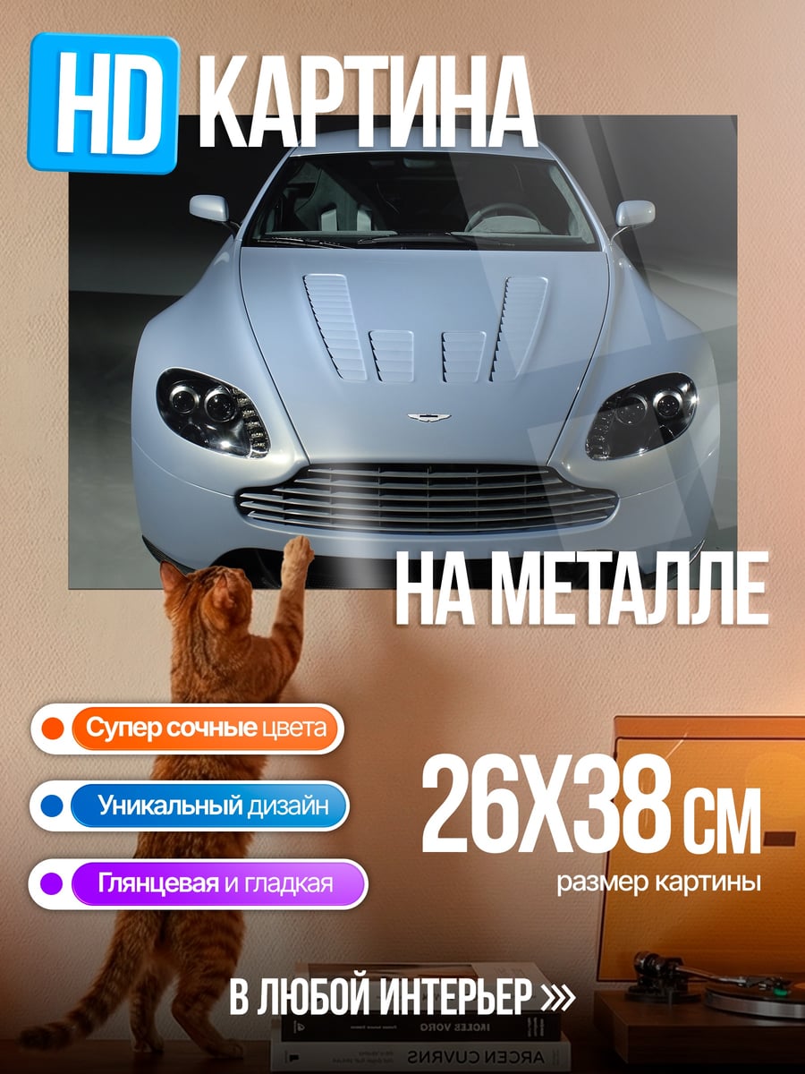 Картина на металле Серебристый спорткар