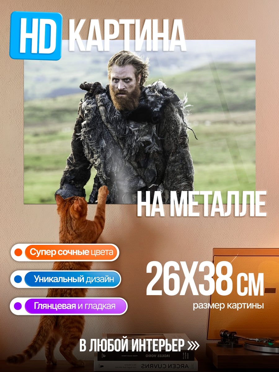 Картина на металле Бородатый воин в шкурах