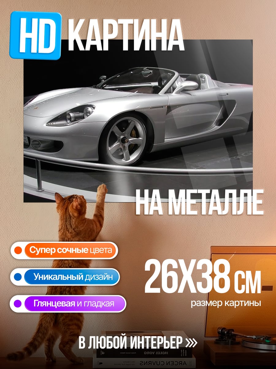 Картина на металле Серебряный спорткар