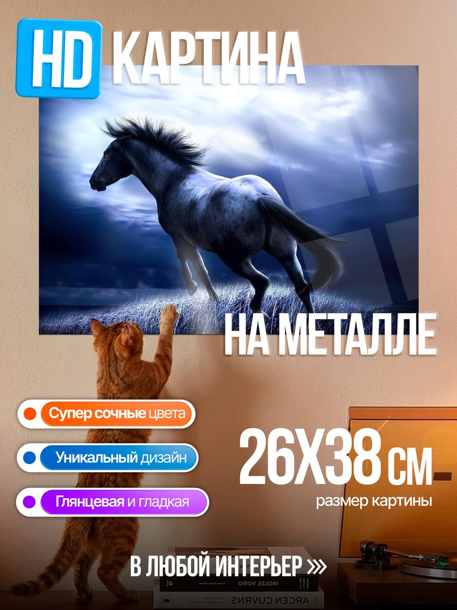 Картина на металле Ночной конь