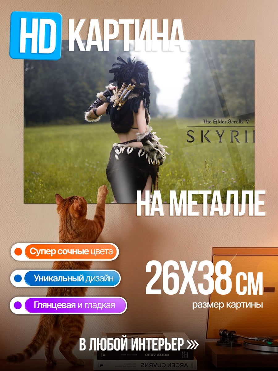 Картина на металле Девушка из Skyrim