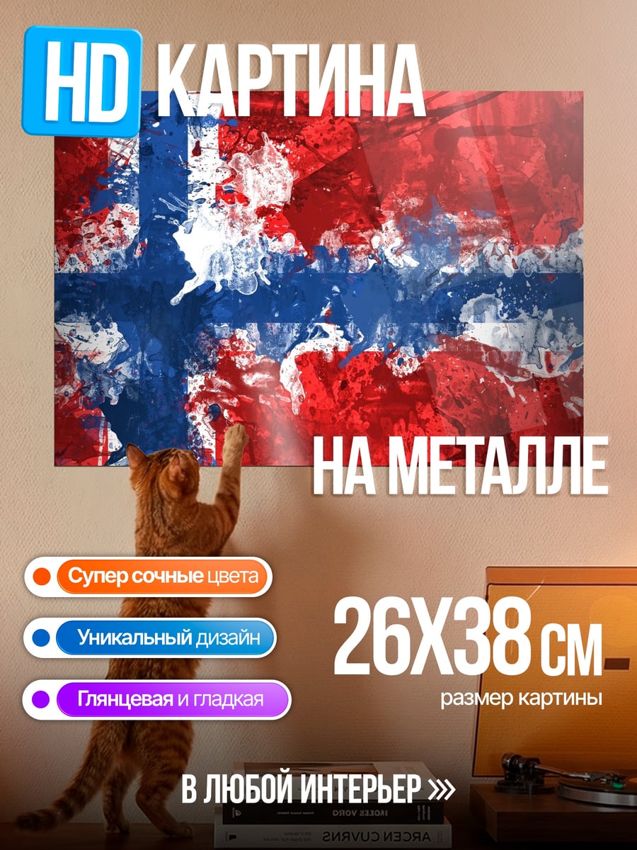 Картина на металле Флаг Норвегии арт