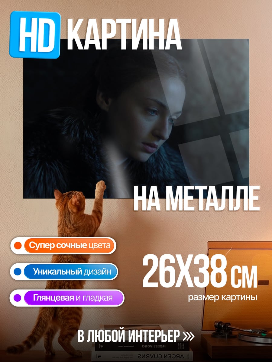 Картина на металле Санса Старк грустит