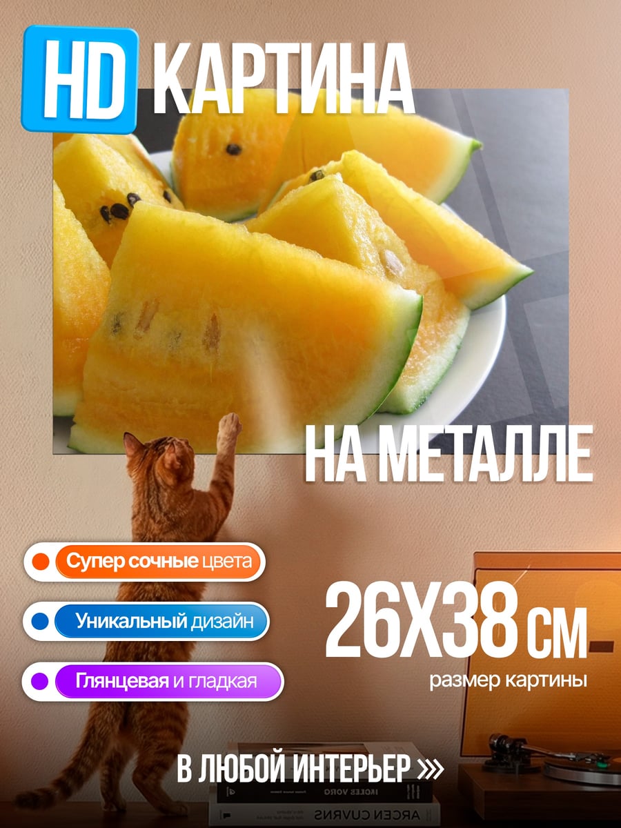 Картина на металле Жёлтый арбуз