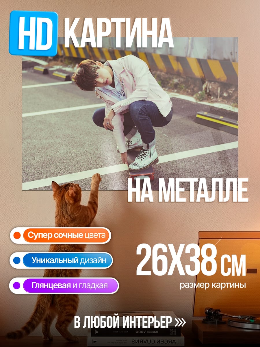 Картина на металле Скейтбордист в парке