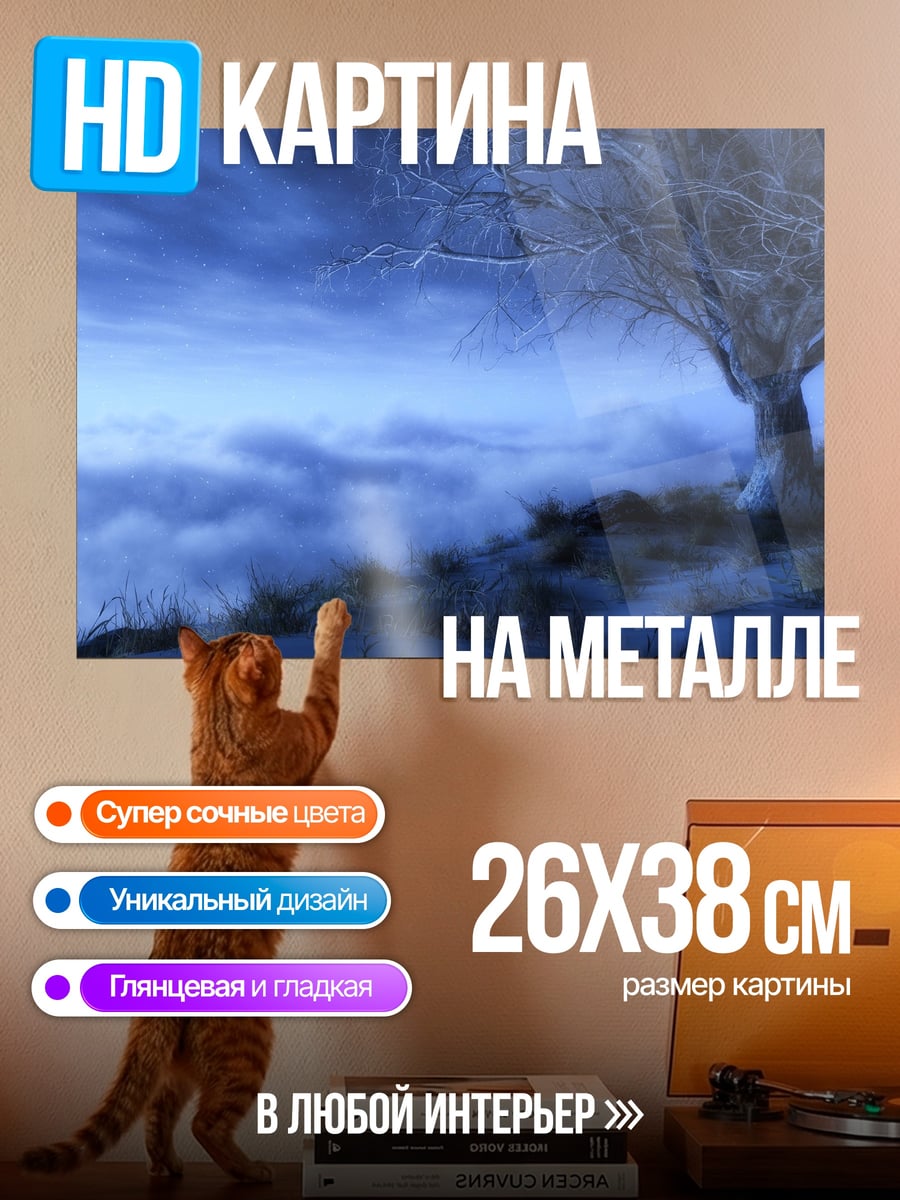 Картина на металле Зимний лес