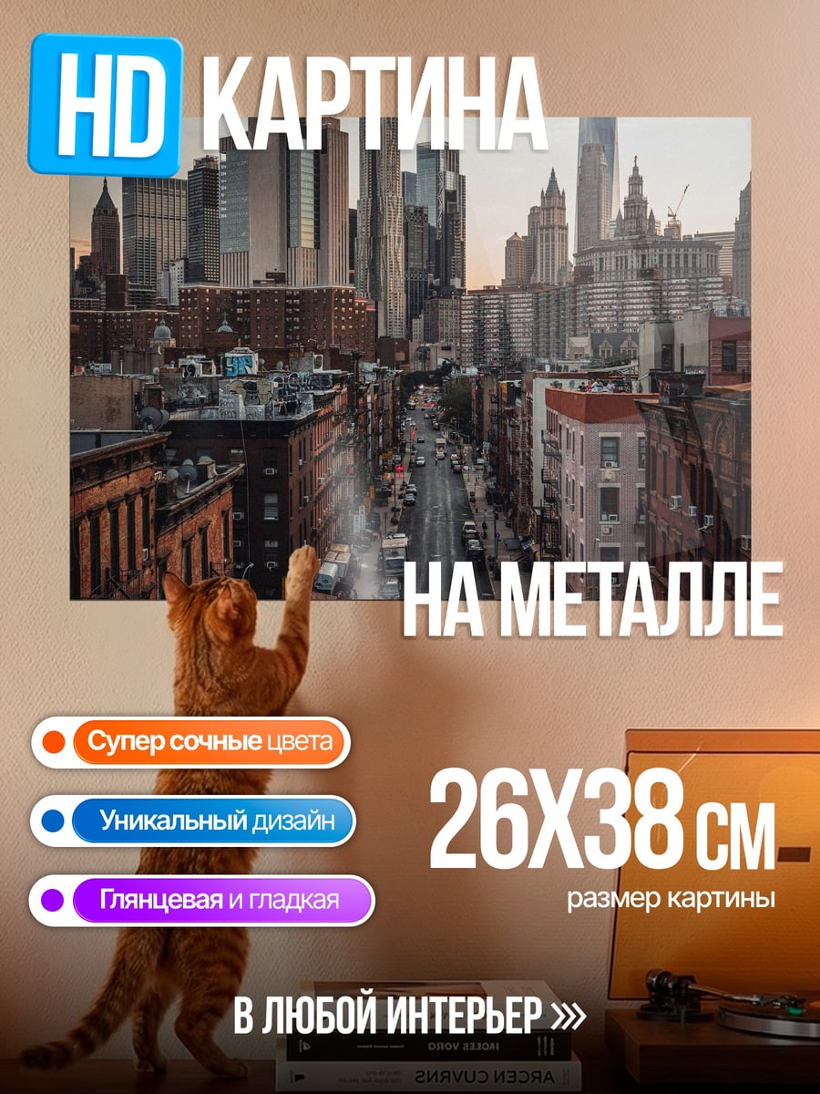 Картина на металле Улица Нью-Йорка