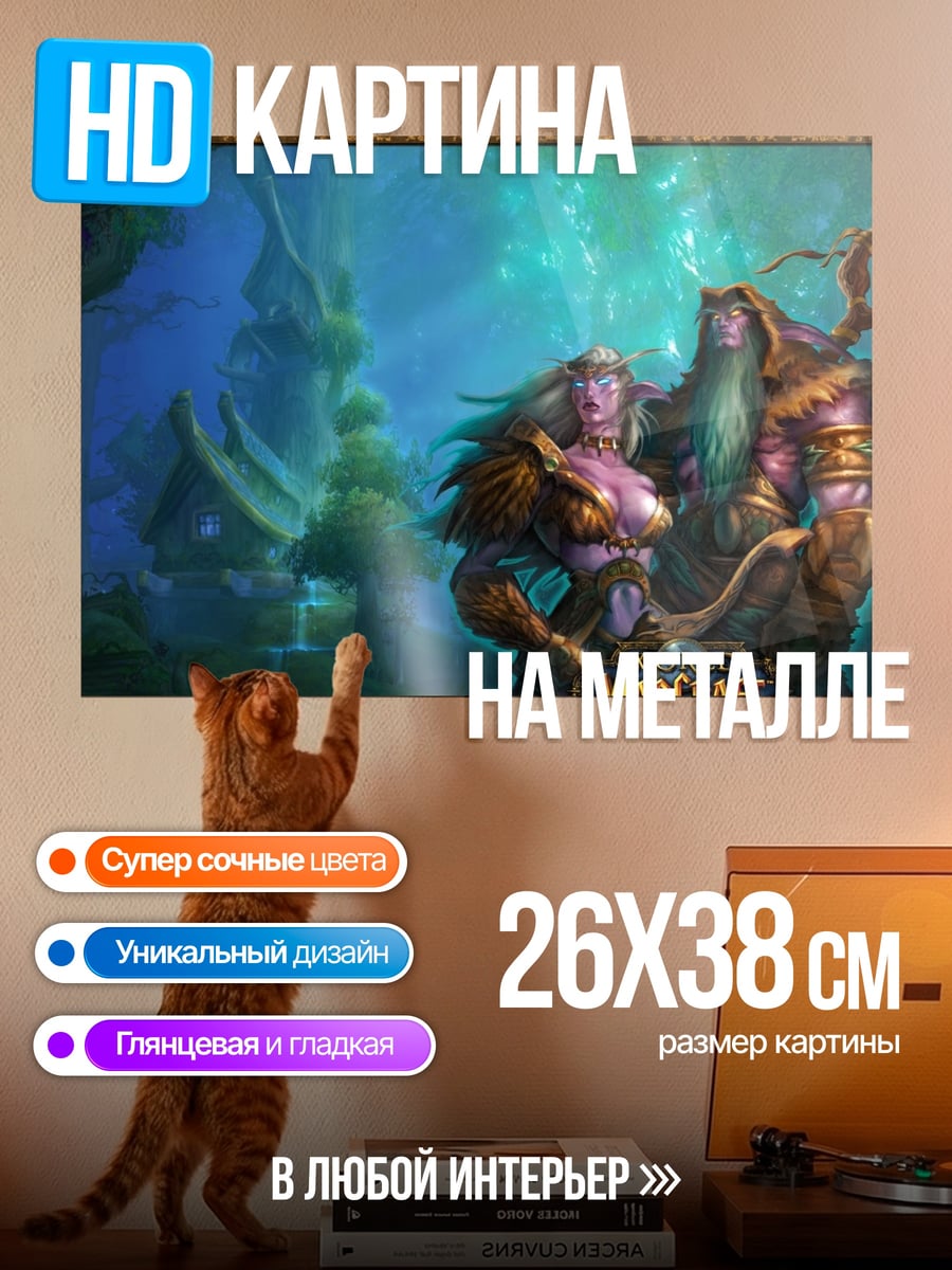Картина на металле Эльфийская пара Warcraft