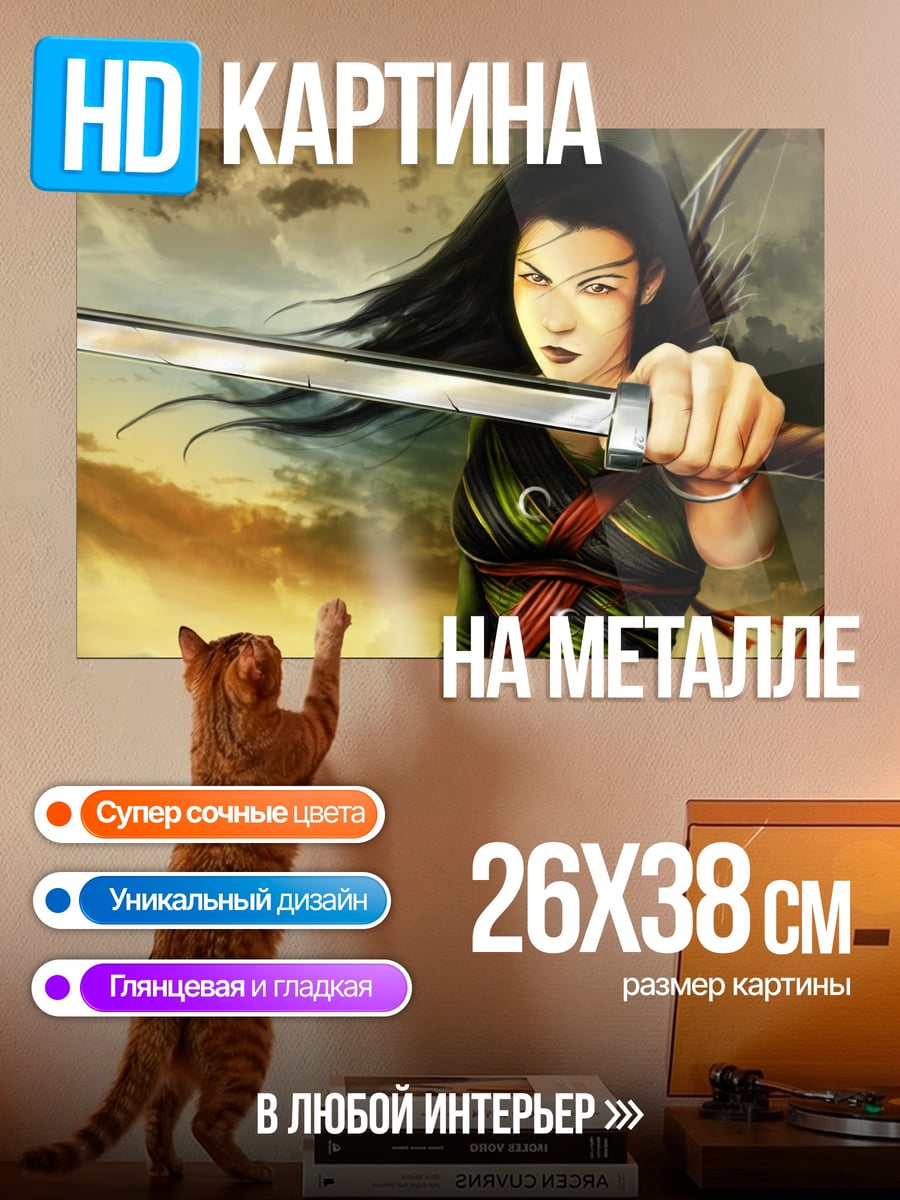 Картина на металле Воин с мечом