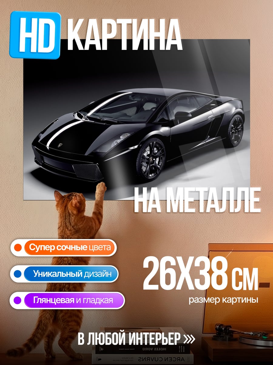 Картина на металле Черный спорткар