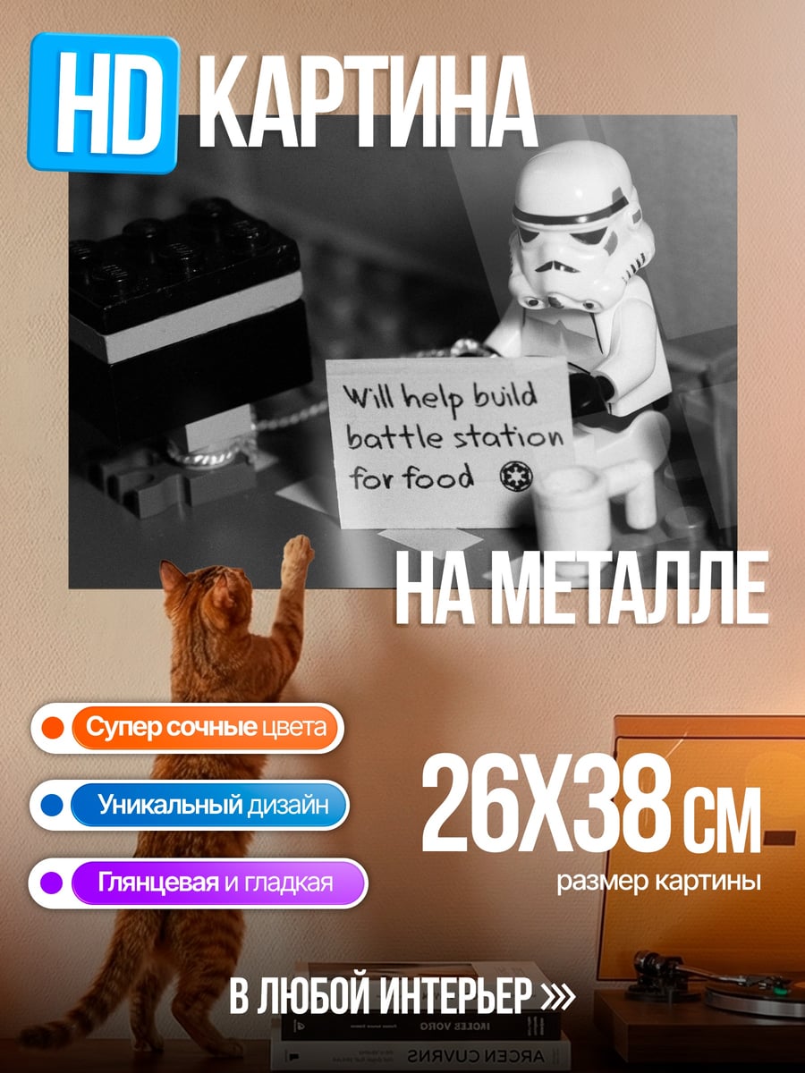 Картина на металле Штурмовик просит еды