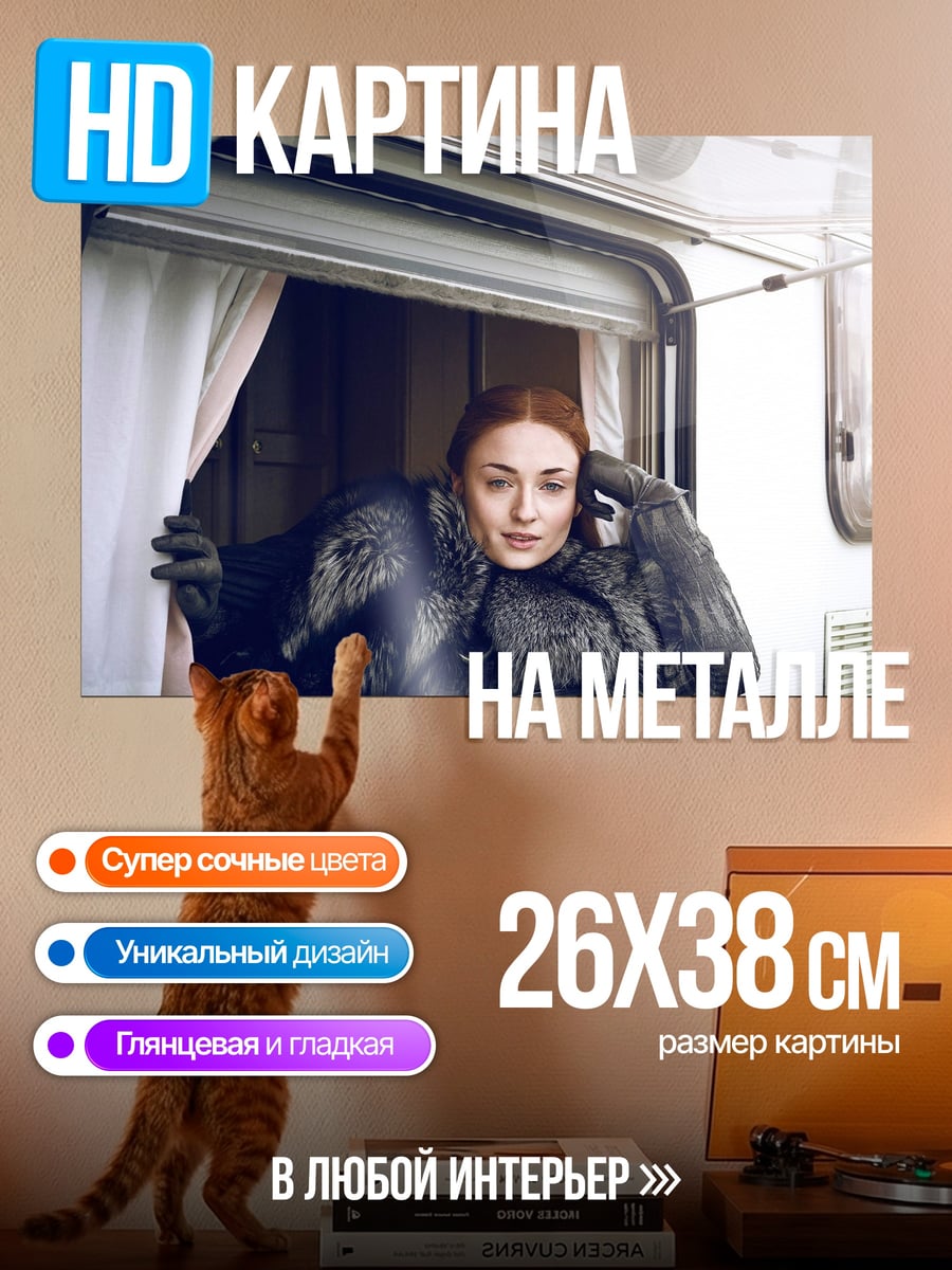 Картина на металле Девушка в фургоне