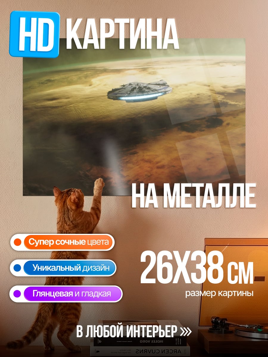 Картина на металле летающая машина