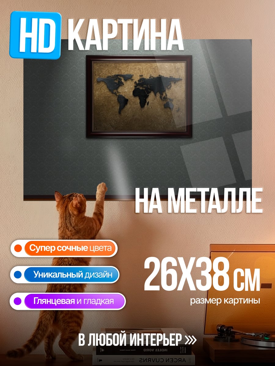 Картина на металле Карта мира