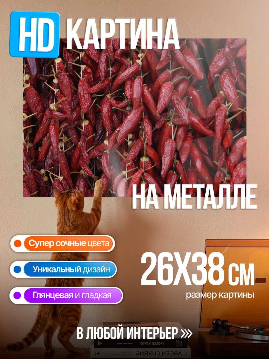 Картина на металле Связки красного перца
