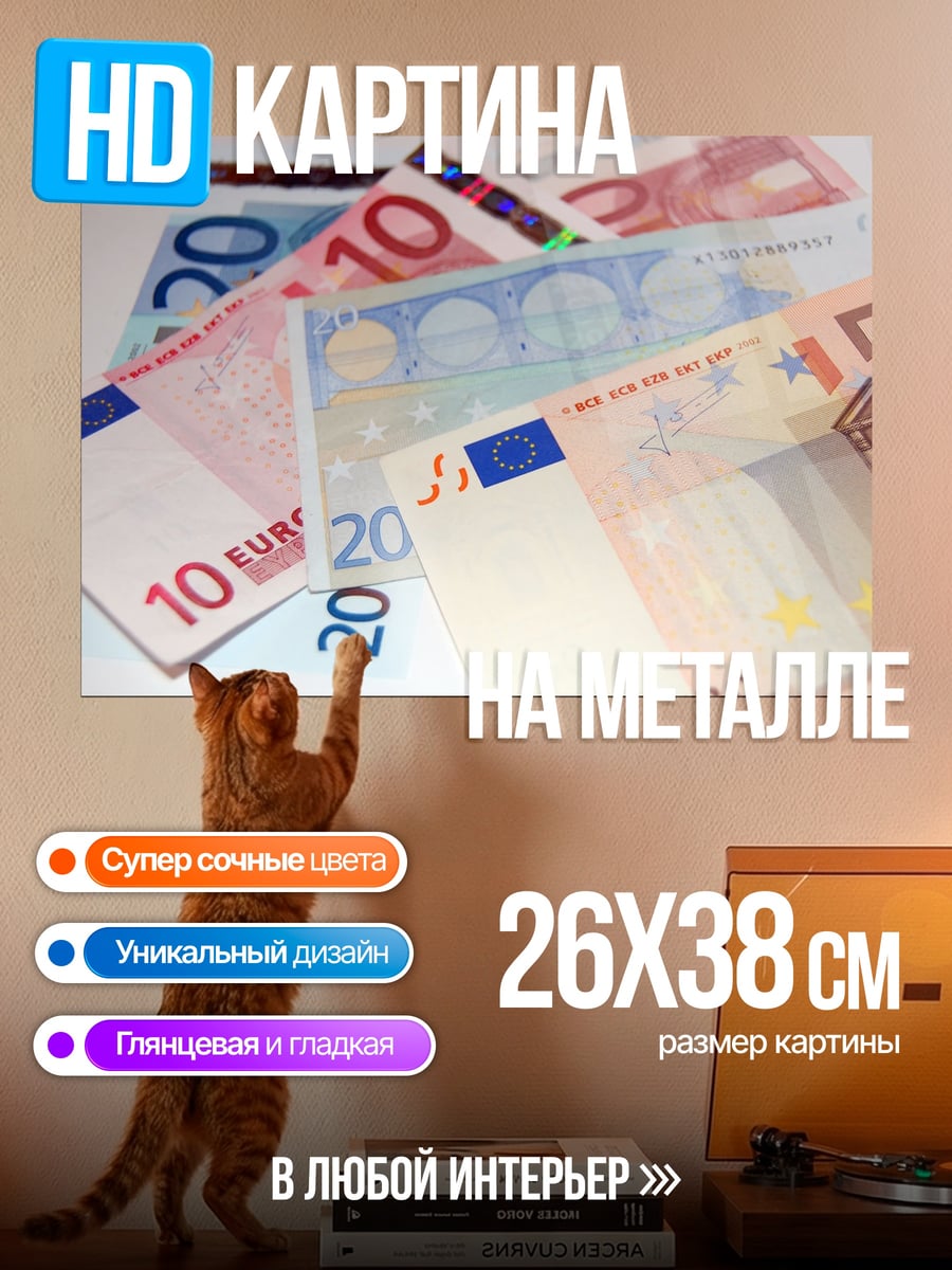 Картина на металле евро банкноты