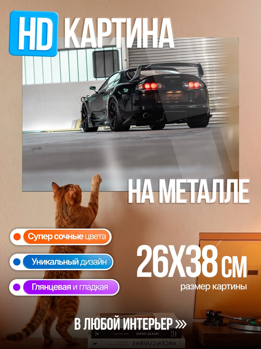Картина на металле черный спорткар
