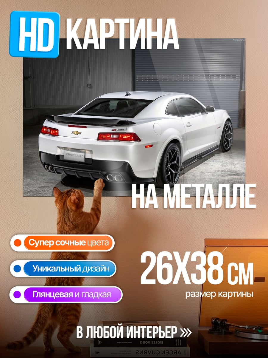 Картина на металле белый спорткар