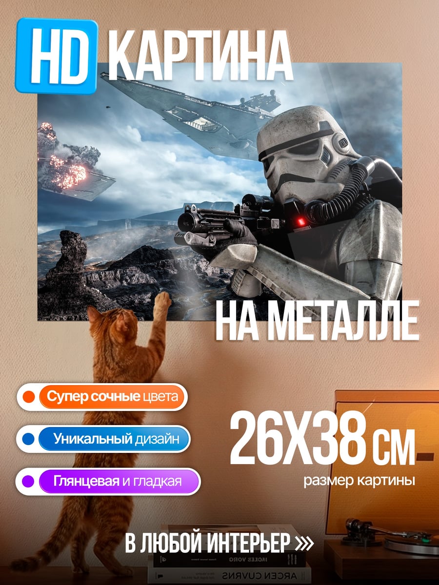 Картина на металле штурмовик на планете