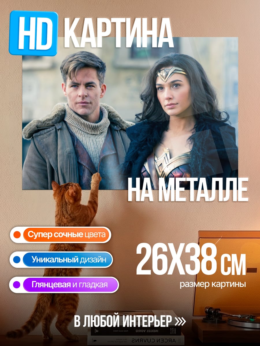 Картина на металле Чудо-женщина и Стив