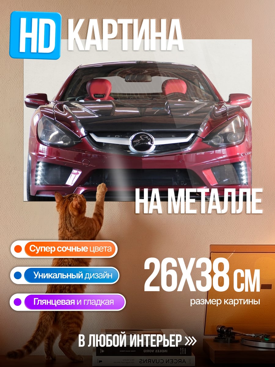 Картина на металле Красный спорткар