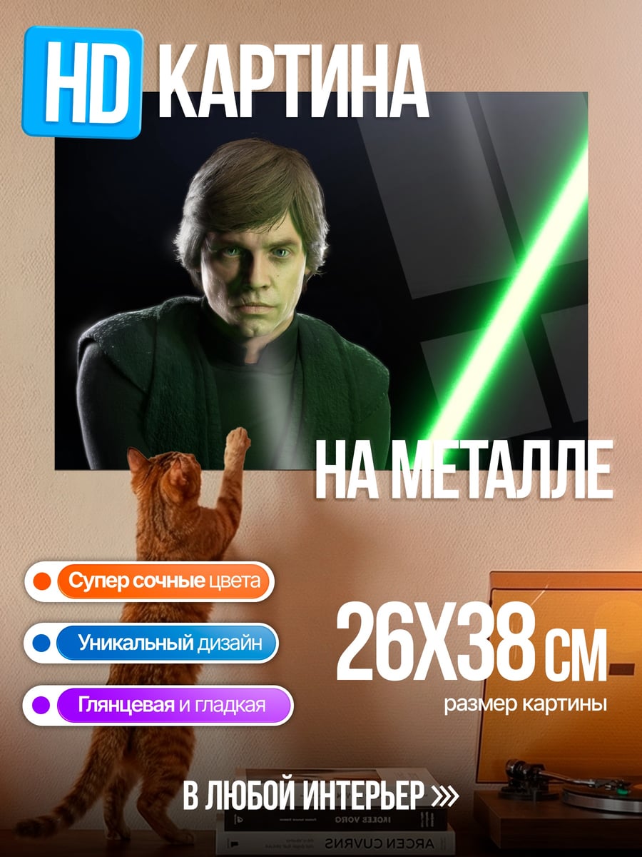 Картина на металле Люк Скайуокер с мечом