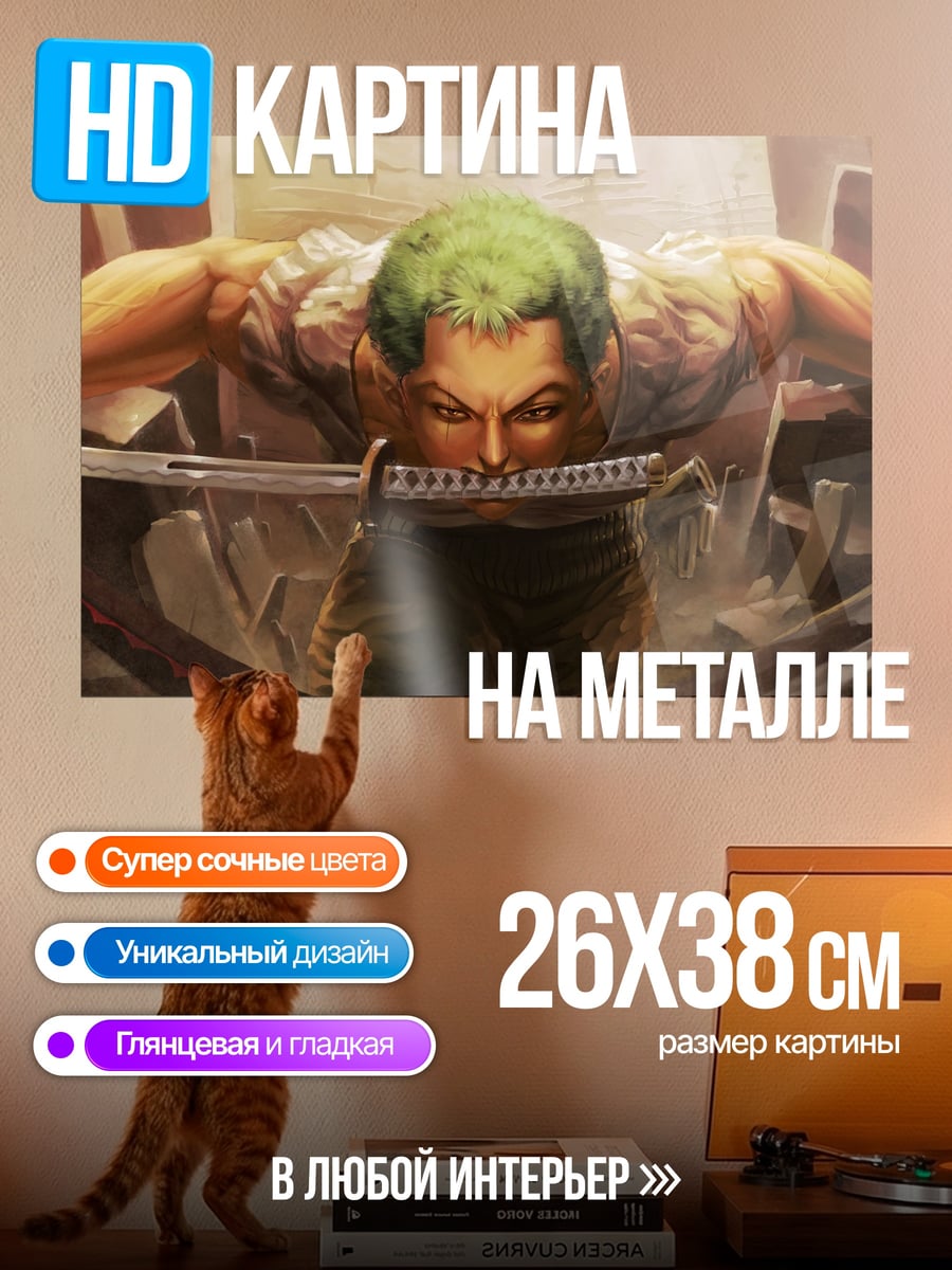 Картина на металле Зоро с мечом