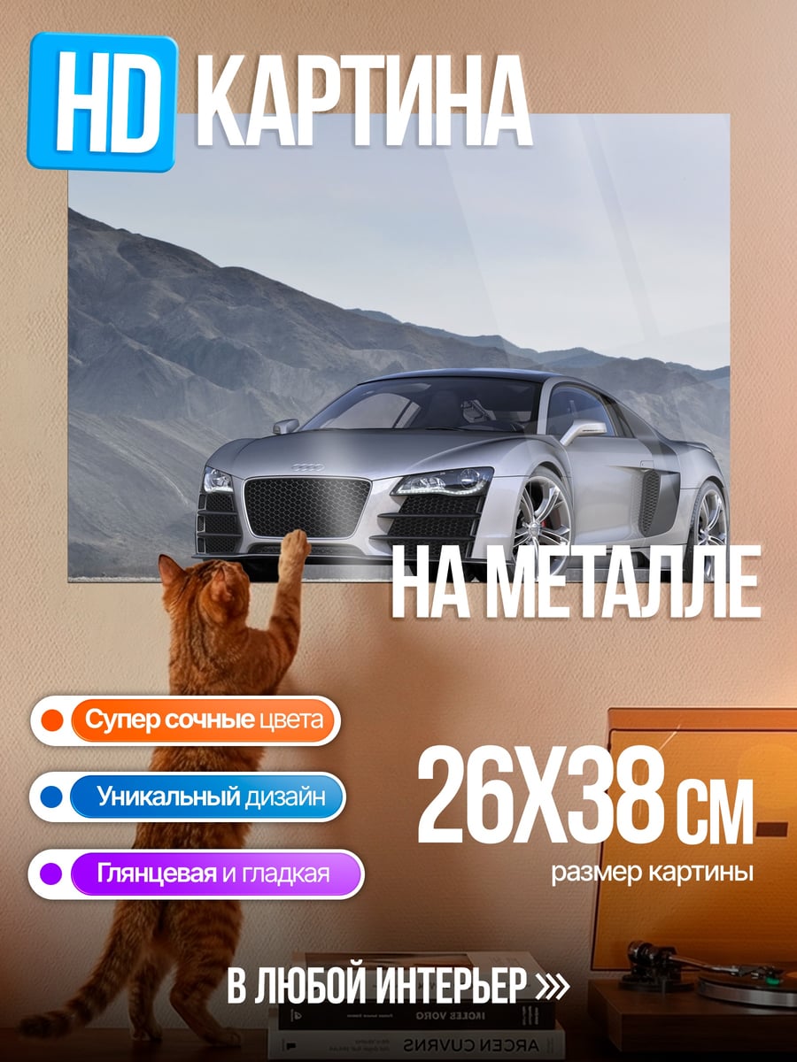 Картина на металле Серебряный спорткар