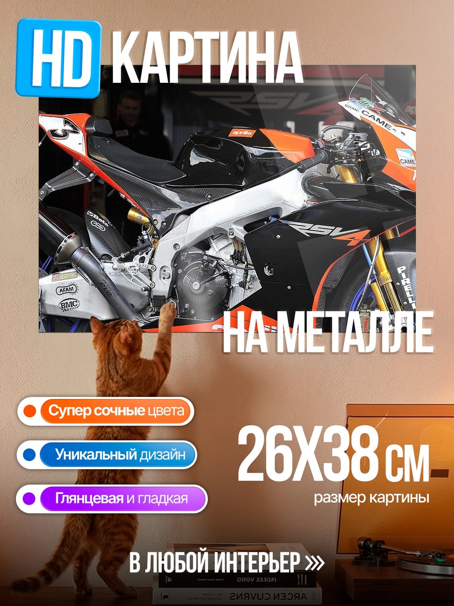 Картина на металле Гоночный мотоцикл Aprilia