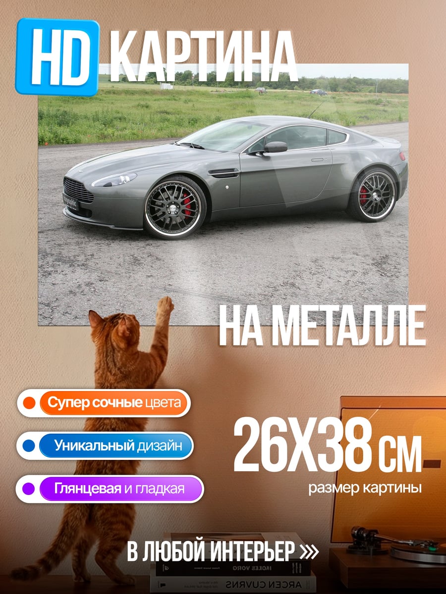 Картина на металле Серый спорткар