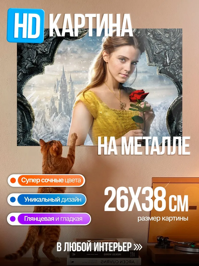 Картина на металле Красавица с розой