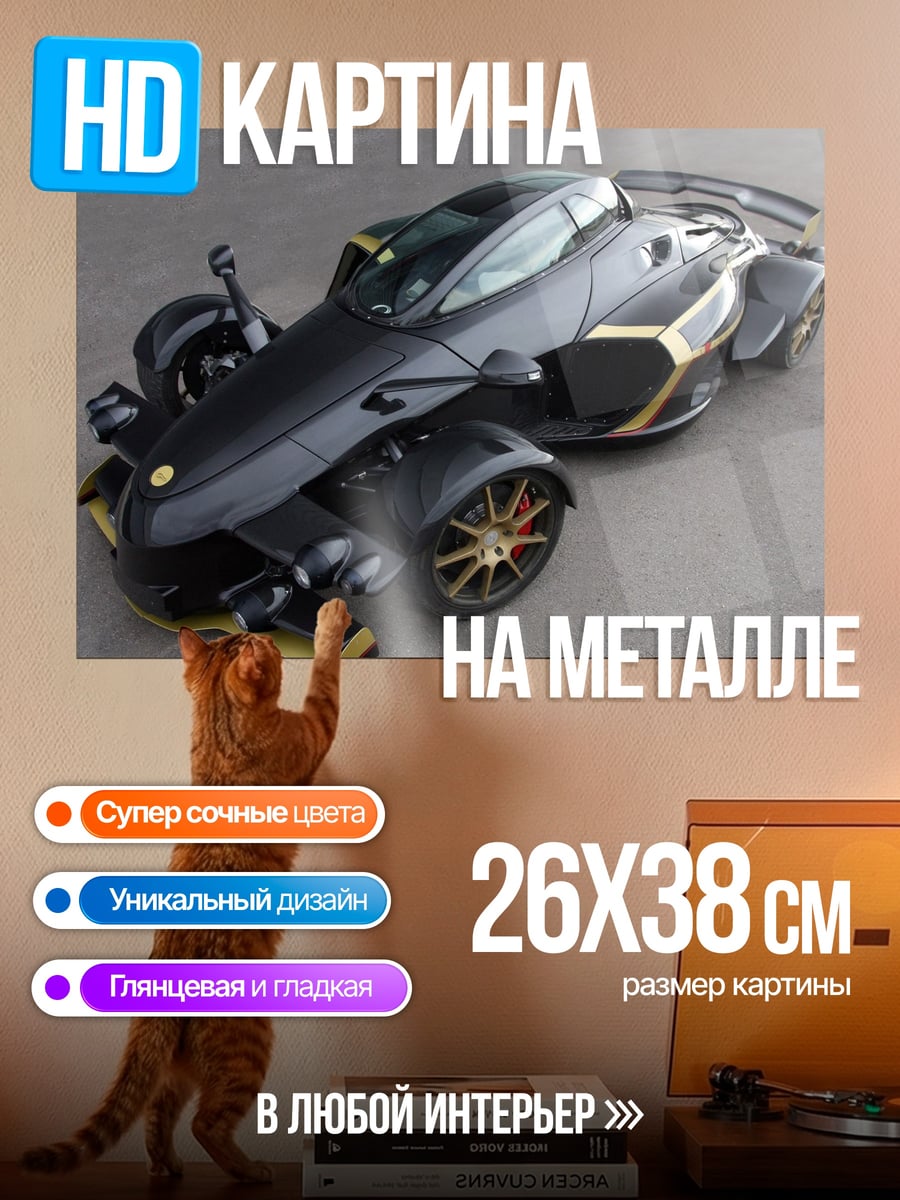 Картина на металле Черный спорткар