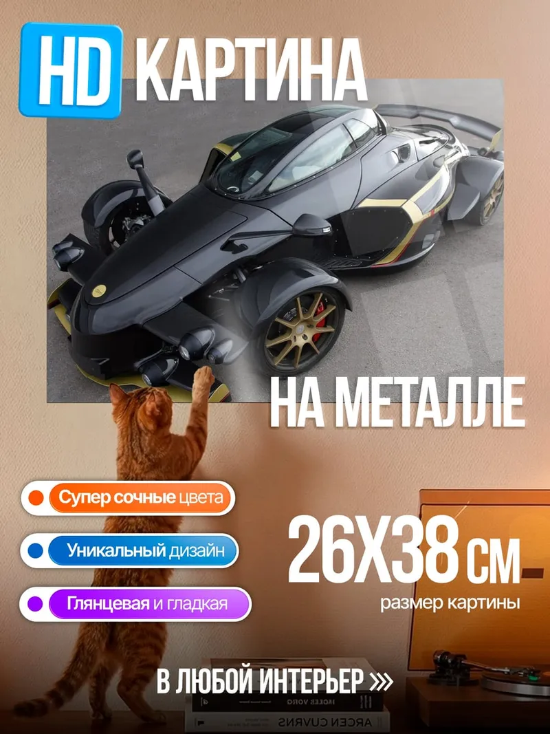 Картина на металле Черный спорткар
