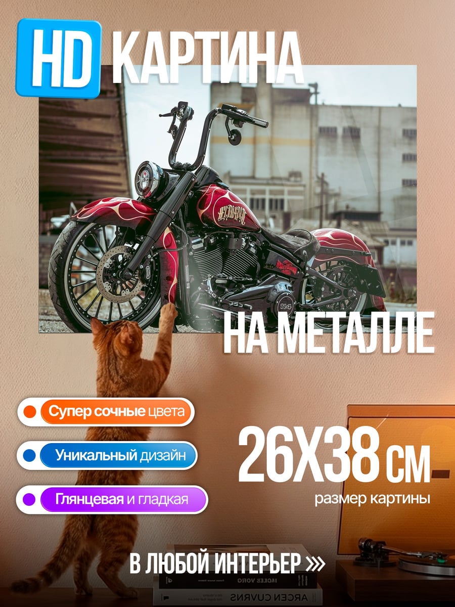 Картина на металле кастомный мотоцикл