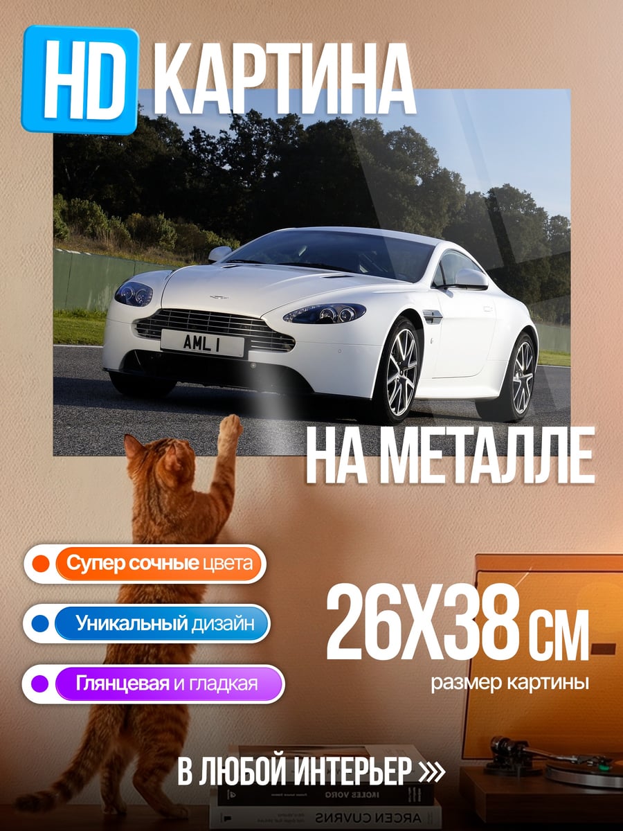 Картина на металле белый спорткар