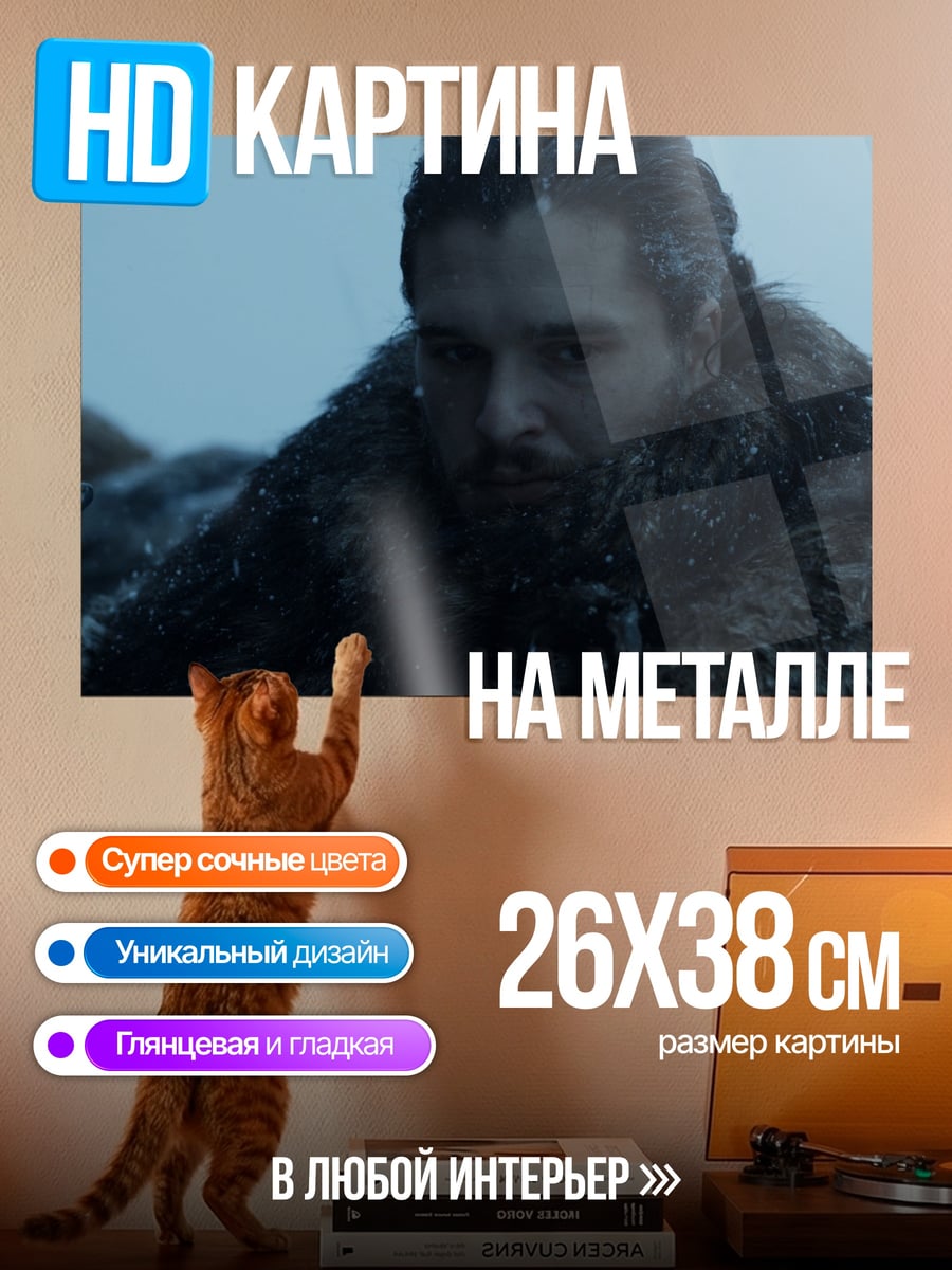 Картина на металле Джон Сноу в снегу