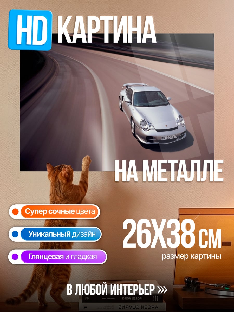 Картина на металле Серебристый спорткар