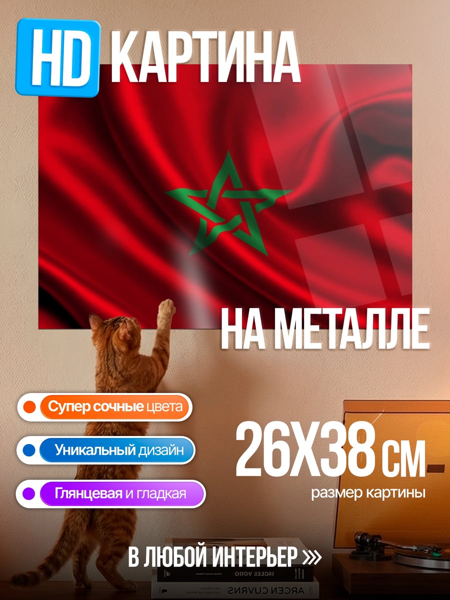 Картина на металле Флаг Марокко