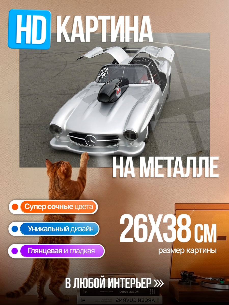 Картина на металле гоночный Мерседес