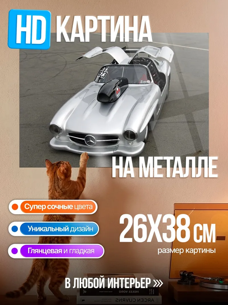 Картина на металле гоночный Мерседес