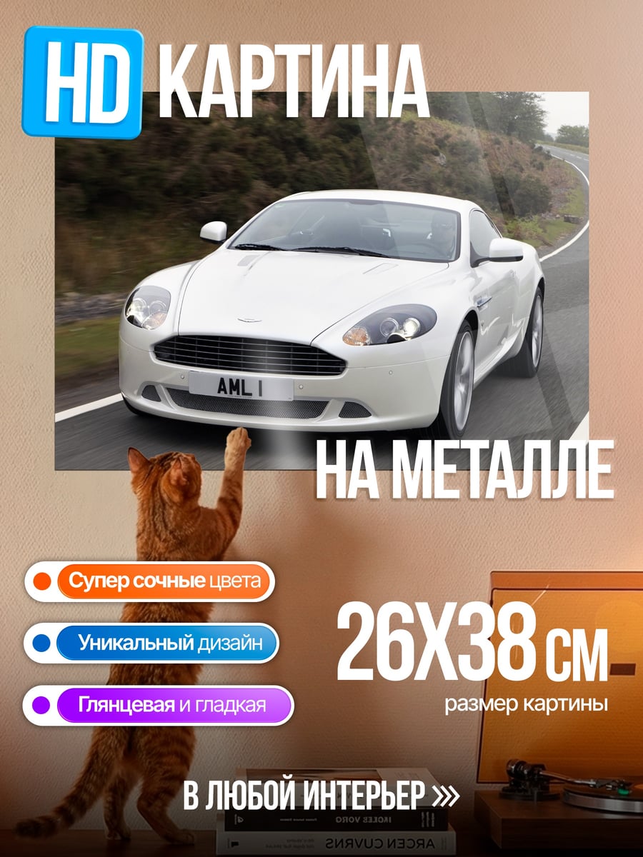 Картина на металле белый спорткар