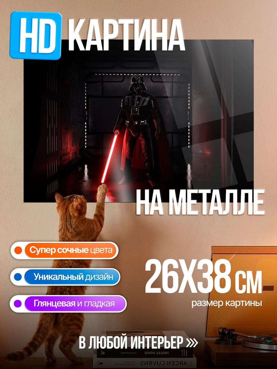 Картина на металле Дарт Вейдер с мечом