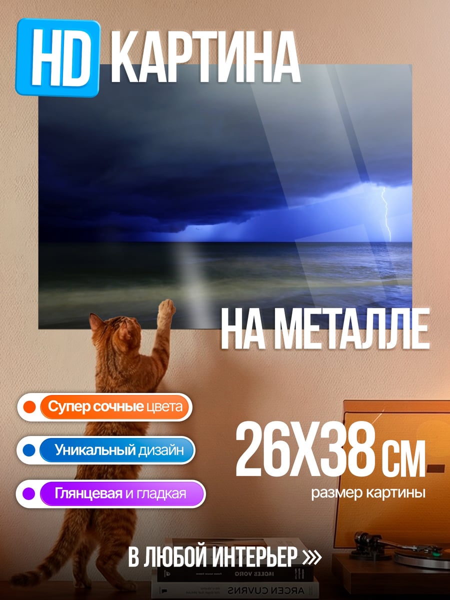 Картина на металле Гроза над морем