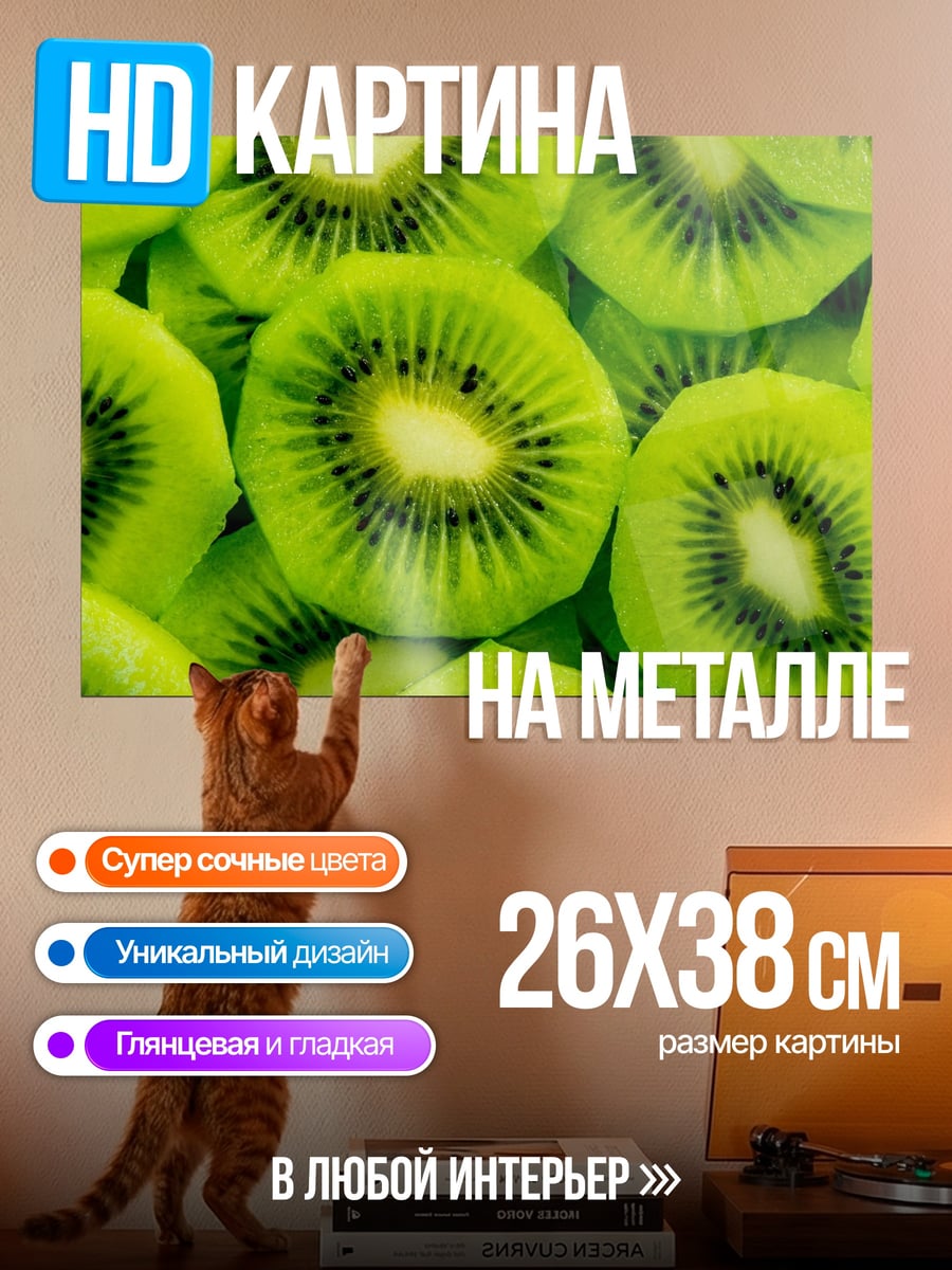 Картина на металле Свежие дольки киви