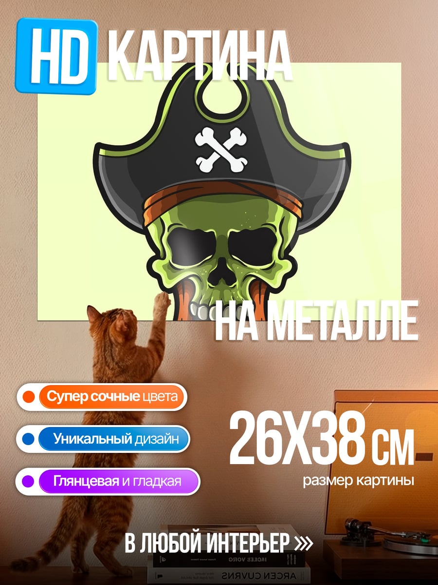 Картина на металле Пиратский череп